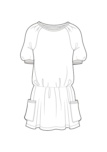 dibujado a mano moda estilo elegante boceto tela vestido contorno ilustración