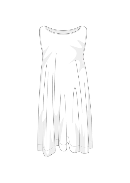 dibujado a mano moda estilo elegante boceto tela vestido contorno ilustración