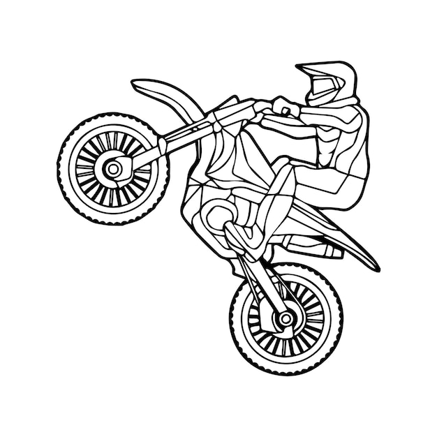 dibujado a mano motocicleta línea arte niños para niños libro para colorear