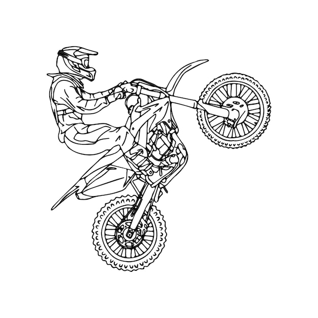 dibujado a mano motocicleta línea arte niños para niños libro para colorear