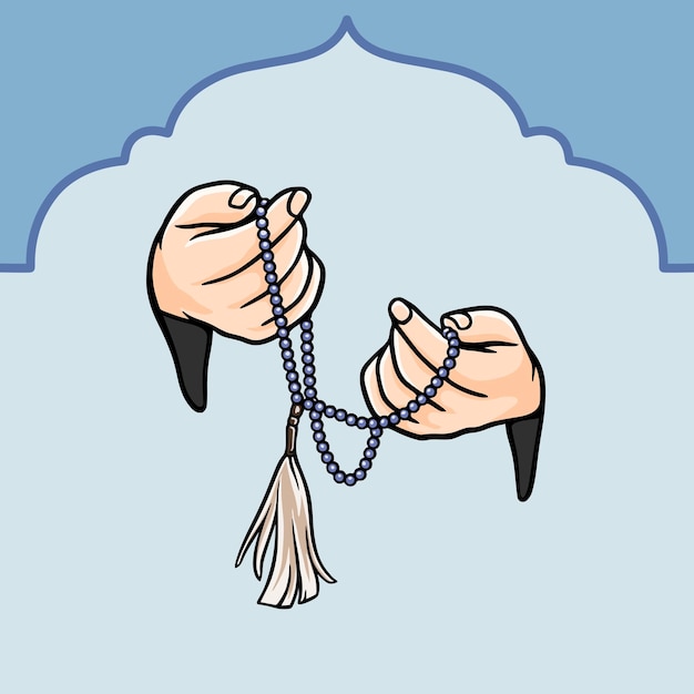 dibujado a mano de un musulmán recitando dhikr