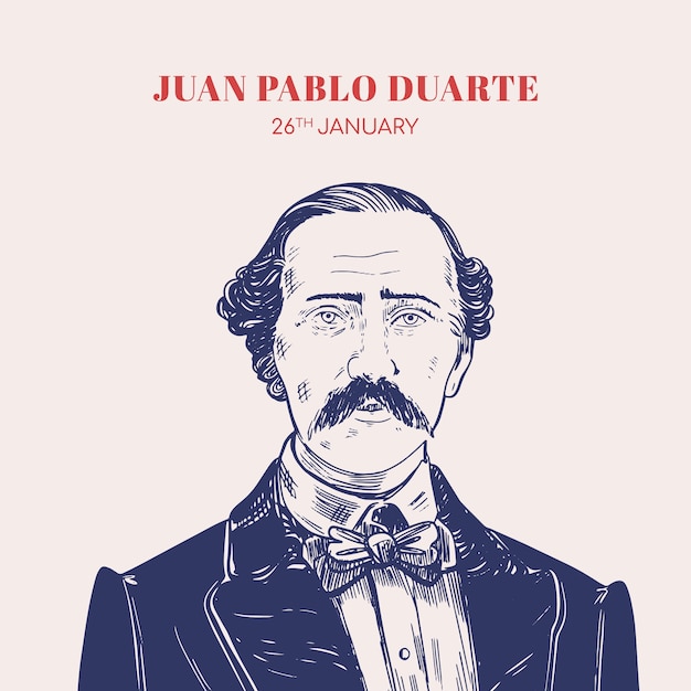 Dibujado a mano por Natalicio de juan Pablo Duarte Ilustración