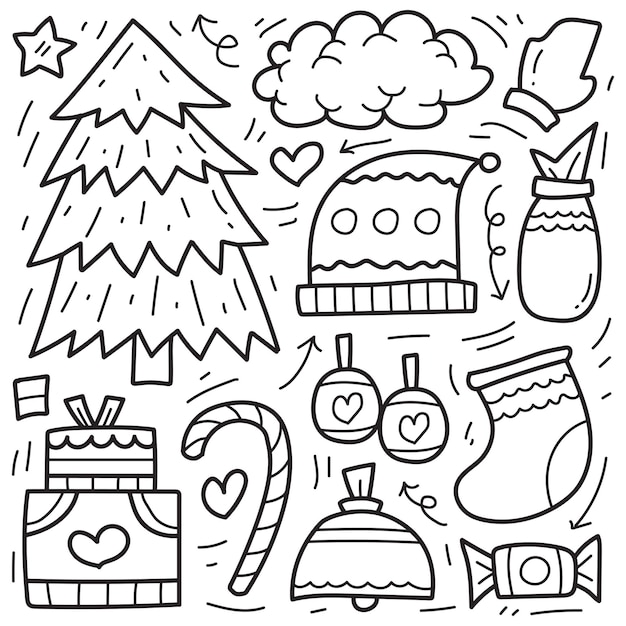 dibujado a mano navidad doodle dibujos animados diseño para colorear