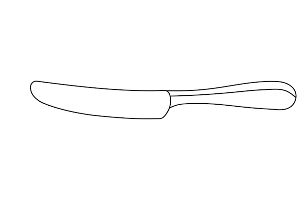 Dibujado a mano para niños dibujando dibujos animados Ilustración vectorial cuchillo de pan y mantequilla aislado en estilo doodle
