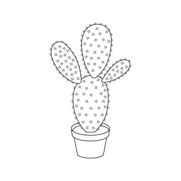 Dibujado a mano por niños dibujando dibujos animados Ilustración vectorial icono de cactus lindo Isolado en blanco