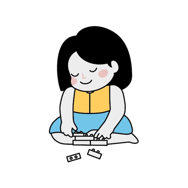 Dibujado a mano niños lindos kawaii y ilustración infantil