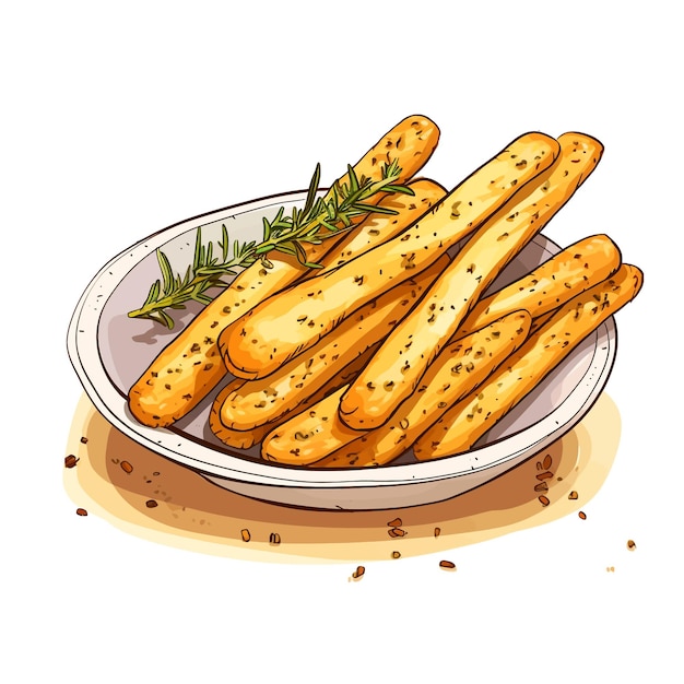 Vector dibujado a mano olive garden breadsticks dibujos animados de vector ilustración clipart fondo blanco