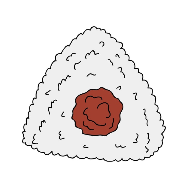 Dibujado a mano onigiri clipart Comida rápida japonesa hecha de arroz Bola de arroz en algas nori