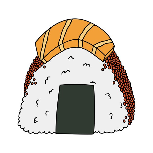 Dibujado a mano onigiri clipart Comida rápida japonesa hecha de arroz Bola de arroz en algas nori