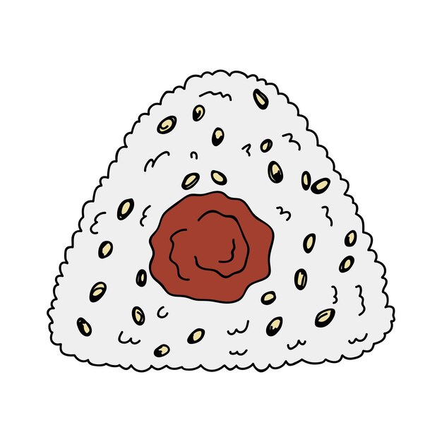 Dibujado a mano onigiri clipart Comida rápida japonesa hecha de arroz Bola de arroz en algas nori