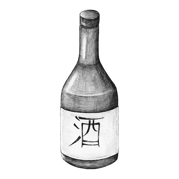 Vector dibujado a mano osake vino de arroz japonés