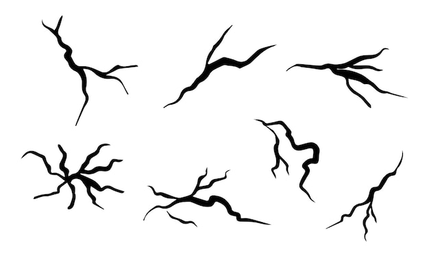 dibujado a mano pared agrietada vidrio molido huevo garabatos ruptura conjunto ilustración vectorial