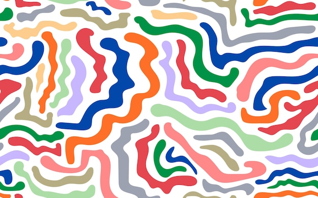 dibujado a mano patrón sin costuras cerebro colorida forma abstracta garabateo línea creativa de moda patrón brutal