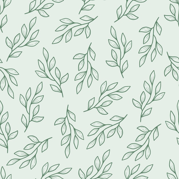 dibujado a mano patrón floral transparente de hoja simple. estilo de línea de boceto de doodle.