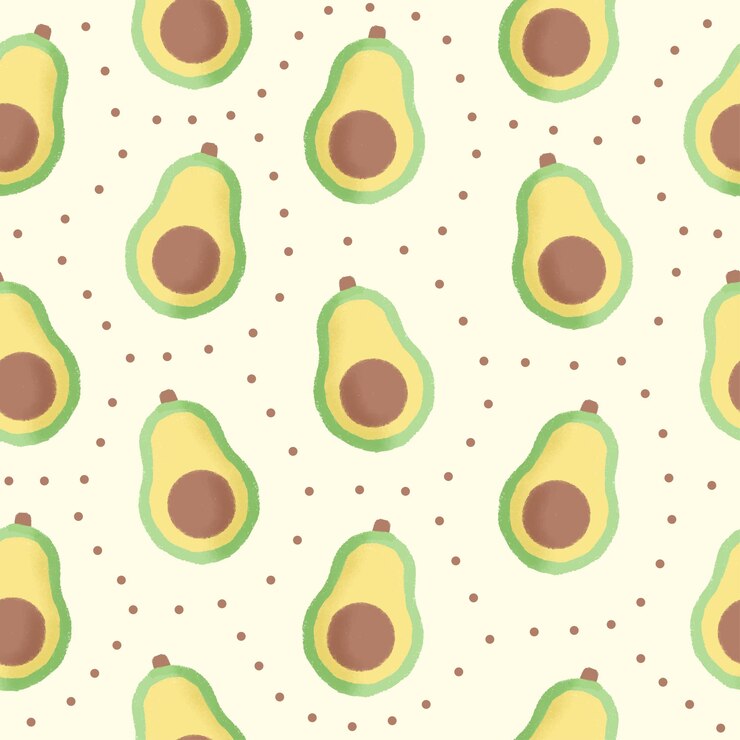 Dibujado a mano patrón transparente de aguacate