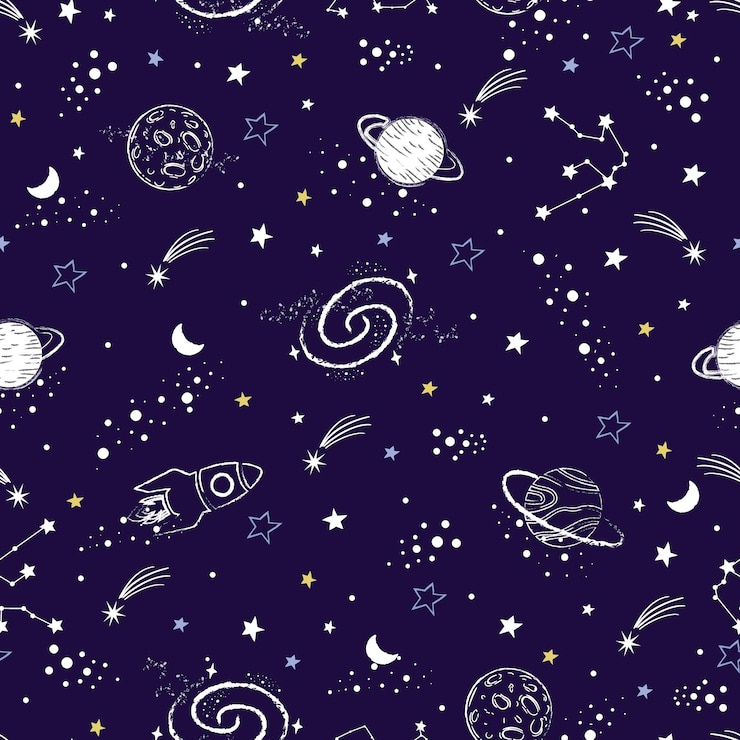 Vector dibujado a mano de patrones sin fisuras constelaciones planeta y estrella cielo signos del zodiaco ilustración vectorial