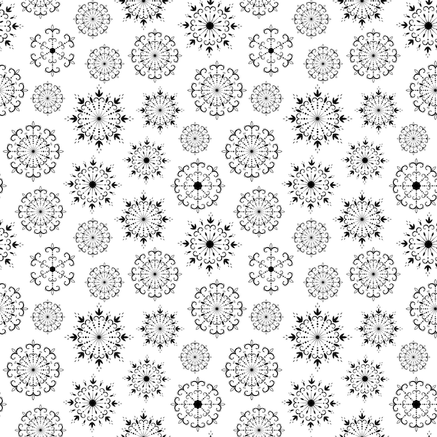 Dibujado a mano de patrones sin fisuras de copos de nieve de Navidad decorativos Elementos de dibujo vectorial Ilustración ornamental de Navidad para papel tapiz de tarjeta de felicitación embalaje de tela de papel de regalo