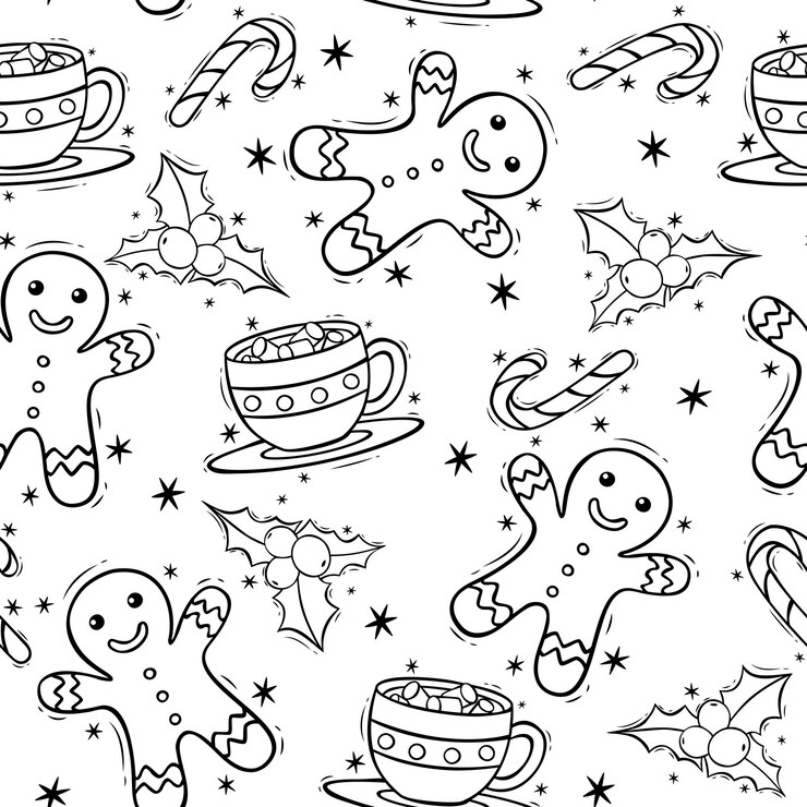 Vector dibujado a mano de patrones sin fisuras con cosas navideñas en estilo doodle