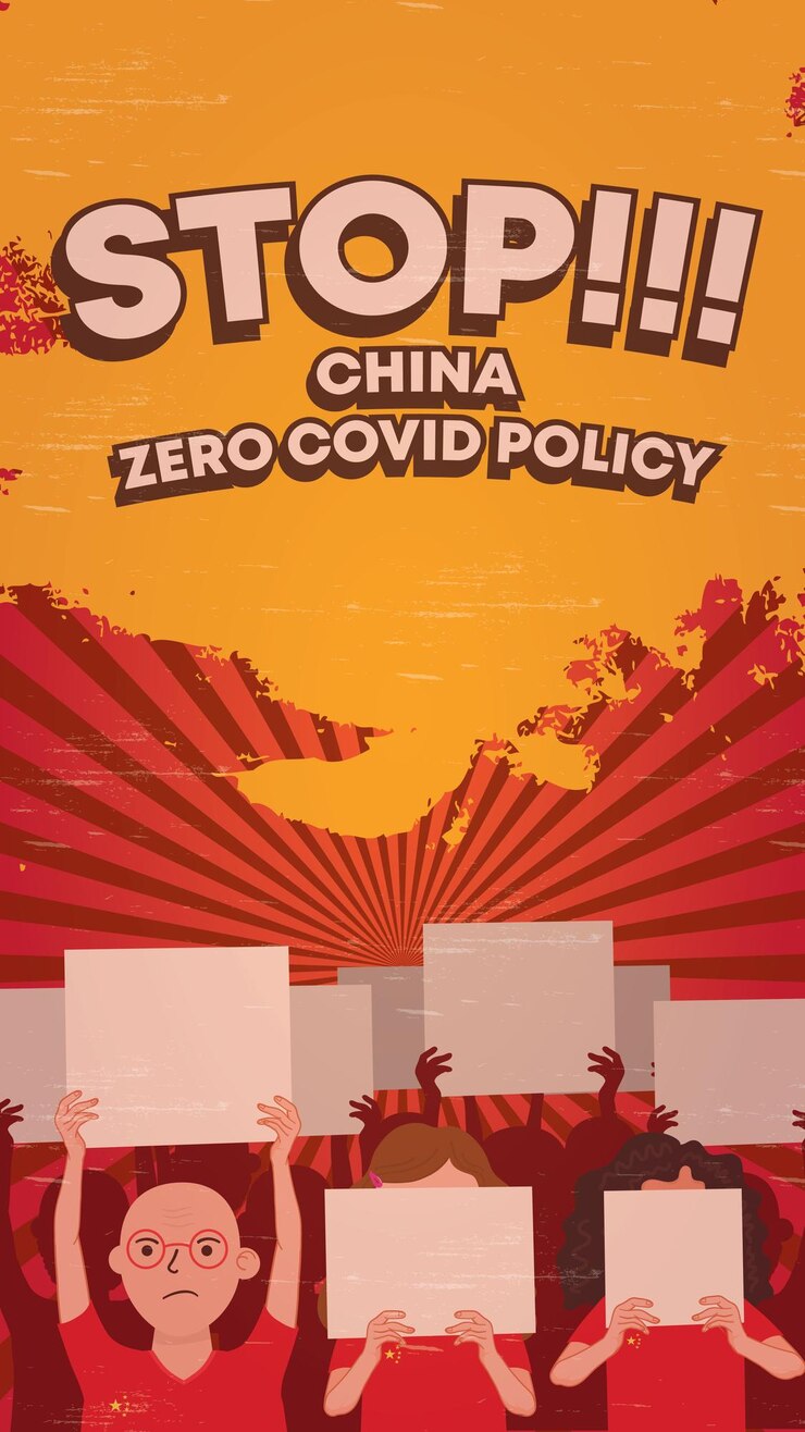 Dibujado a mano personas planas sosteniendo banner china protesta ilustración