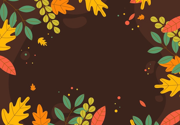 Dibujado a mano plano abstracto de hojas de otoño en el fondo. Ilustración vectorial.