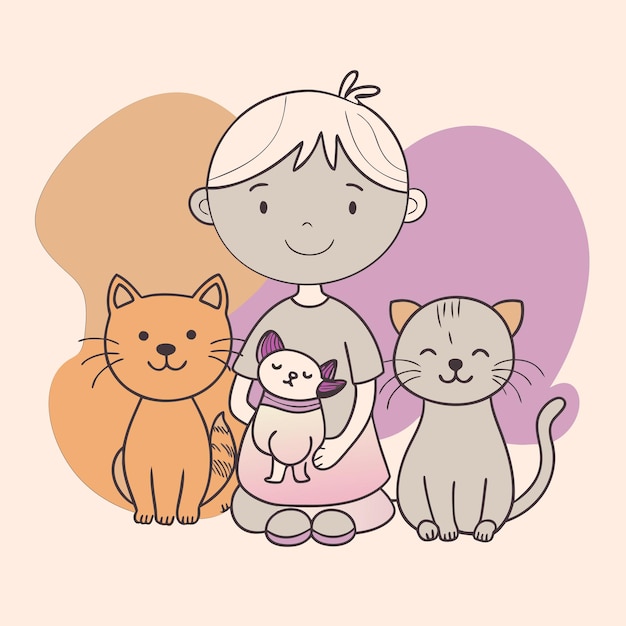 dibujado a mano plano elegante mascota dibujo de personajes de dibujos animados sticker icono concepto ilustración aislada