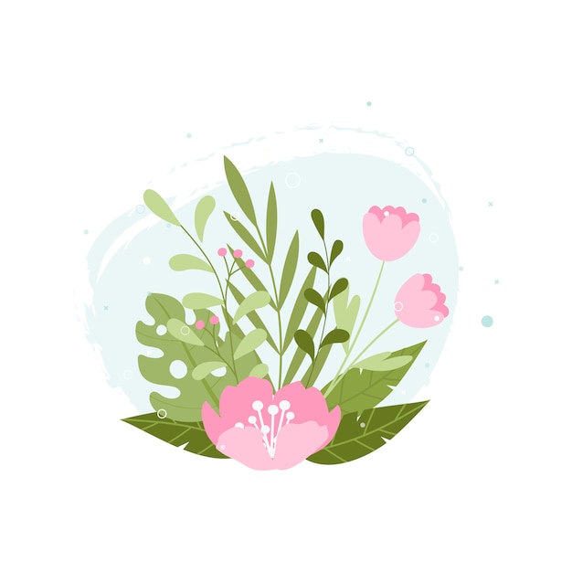 Vector dibujado a mano primavera botánica flor floral ilustración