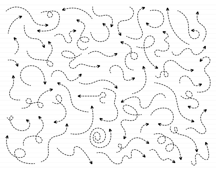 Vector dibujado a mano punteado flecha set diseño vectorial
