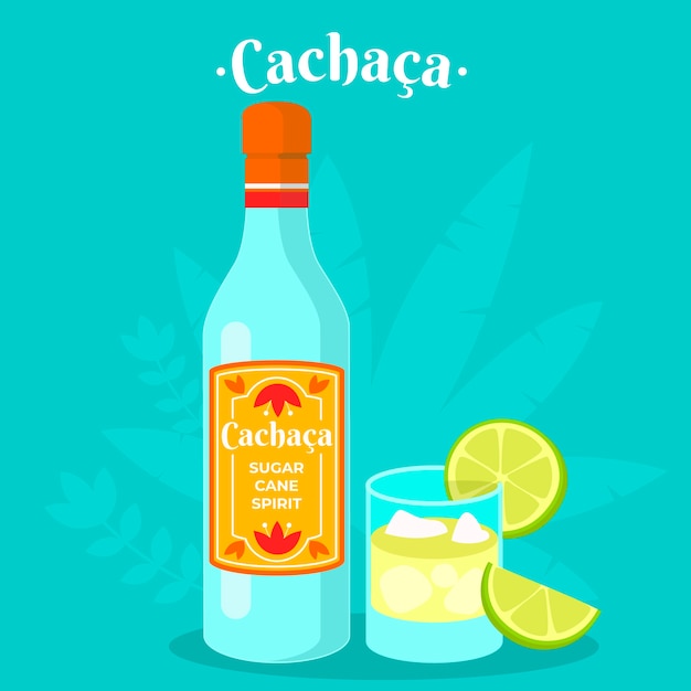 Vector dibujado a mano refrescante ilustración de cachaça