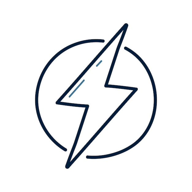 Dibujado a mano Relámpago en círculo ilustración de línea de garabatos Relámpago en círculo vector de icono de garabatos