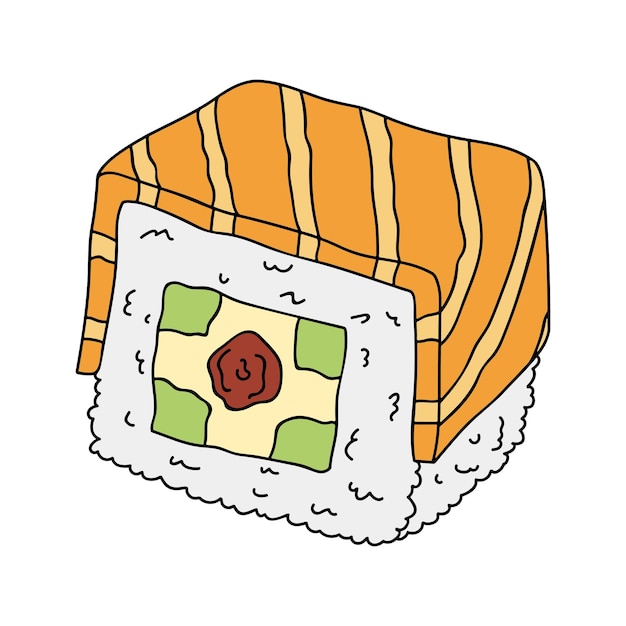 Dibujado a mano rollo de sushi clipart platos de cocina tradicional japonesa comida asiática