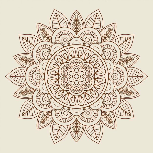 Dibujado a mano roseta floral en colores vintage