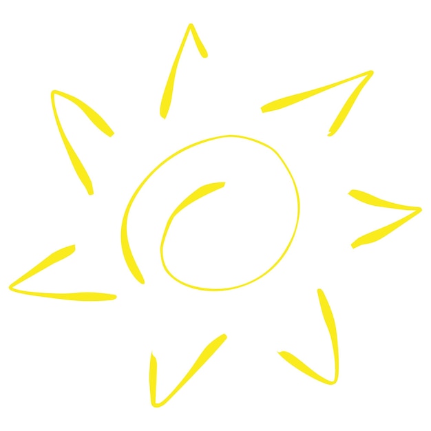 Dibujado a mano simple divertido vector doodle sol