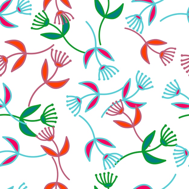 Dibujado a mano simple linda flor de patrones sin fisuras papel tapiz floral abstracto