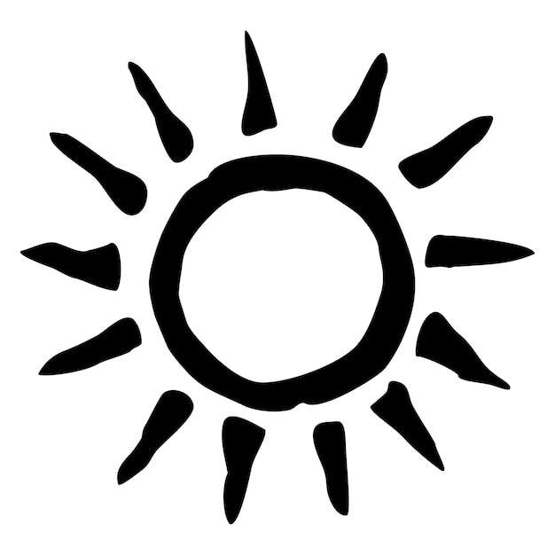 Dibujado a mano Sol pintado con pincel de tinta