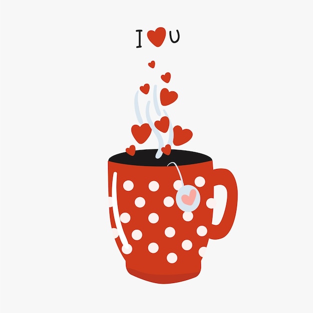 Dibujado a mano una taza de té con corazón