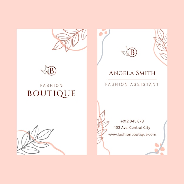 Dibujado a mano textura boutique tarjeta de visita vertical