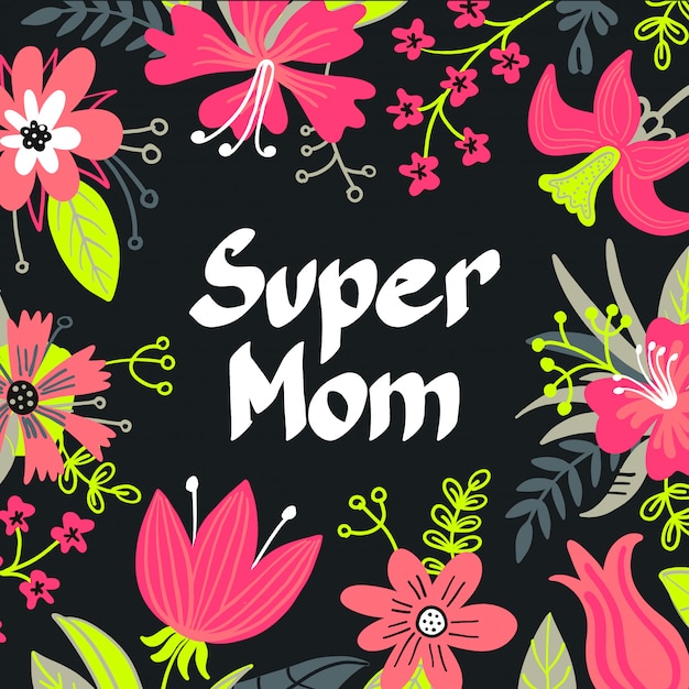 Dibujado a mano tipografía Super mamá