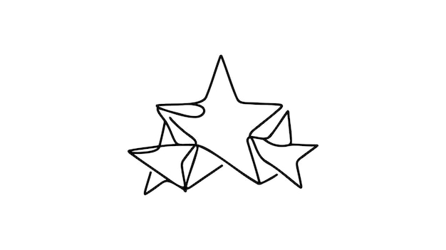 Dibujado a mano de tres estrellas ilustración en línea continua artes estilo vector