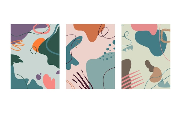 dibujado a mano varias formas y objetos de garabato con colores Ilustración de vector de moda moderna contemporánea abstracta