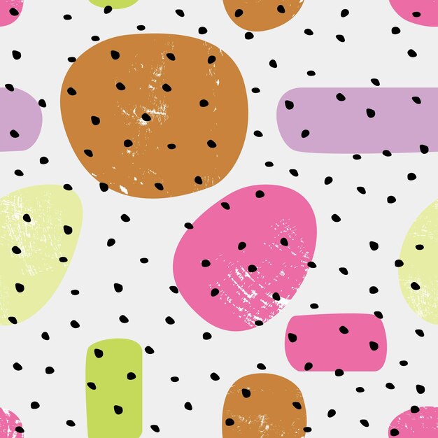 Dibujado a mano varias formas, puntos y gotas. Modelo inconsútil contemporáneo abstracto. moderno de moda.