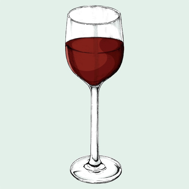 Vector dibujado a mano vaso de vino tinto