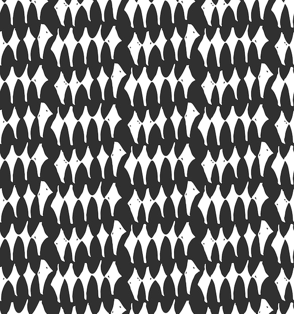 Dibujado a mano vector abstracto áspero geométrico monocromo patrón de rombo sin costuras en colores blanco y negro textura pintada a mano con pincel grunge diseño de concepto escandinavo para tela de moda