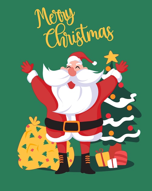 Dibujado a mano vector abstracto divertido Feliz Navidad tiempo ilustraciones de dibujos animados tarjetas de felicitación