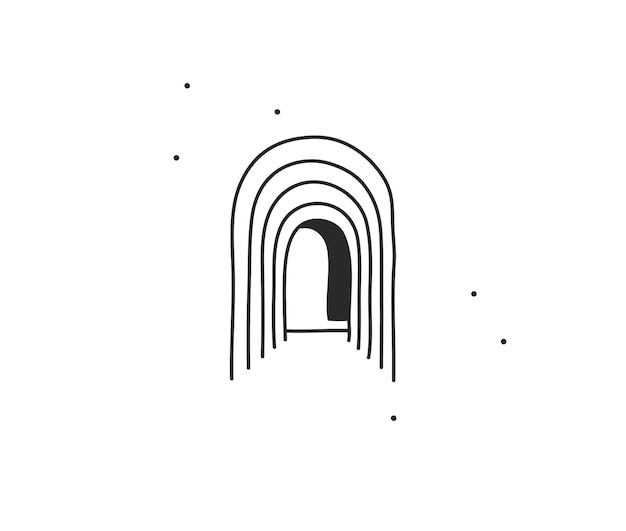 Dibujado a mano vector abstracto stock plano ilustración gráfica con elemento de logotipo del arte de arco de línea en estilo simple para la marca, aislado sobre fondo blanco.