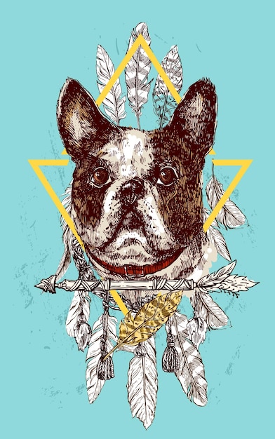 Dibujado a mano vector ilustración bulldog sketch estilo perro