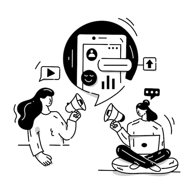 Dibujado a mano vector de ilustración de campaña de marketing