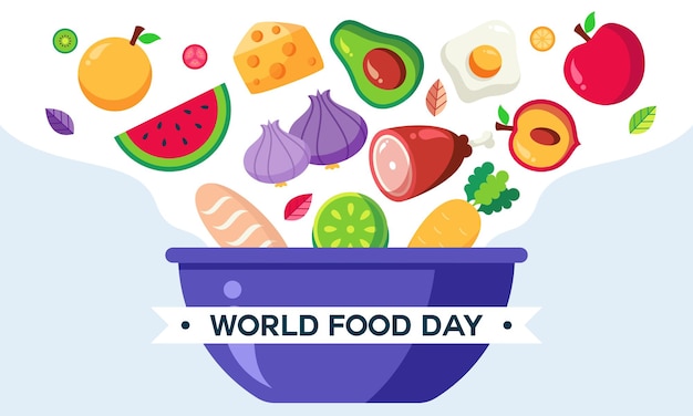Dibujado a mano vector de ilustración del día mundial de la alimentación