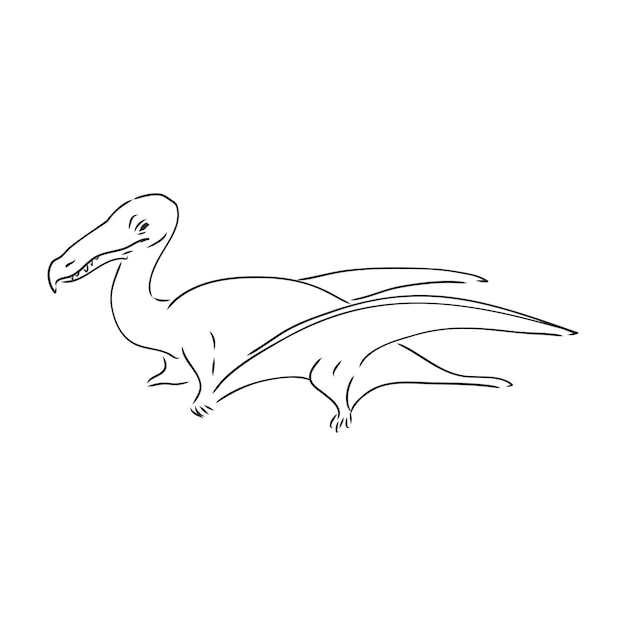 Vector dibujado a mano, vector, ilustración de dibujo de pterodáctilo dinosaurio volador dibujo vectorial