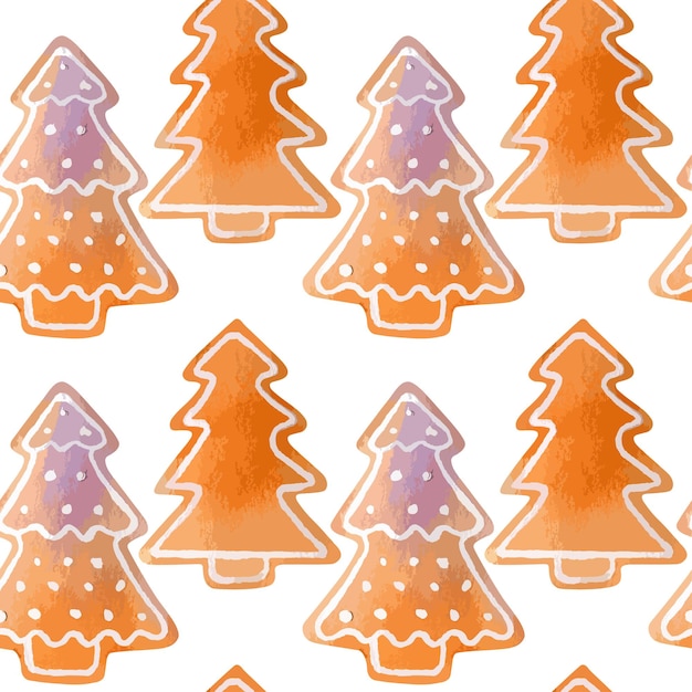 Dibujado a mano vector navidad de patrones sin fisuras con cookies aislado en blanco