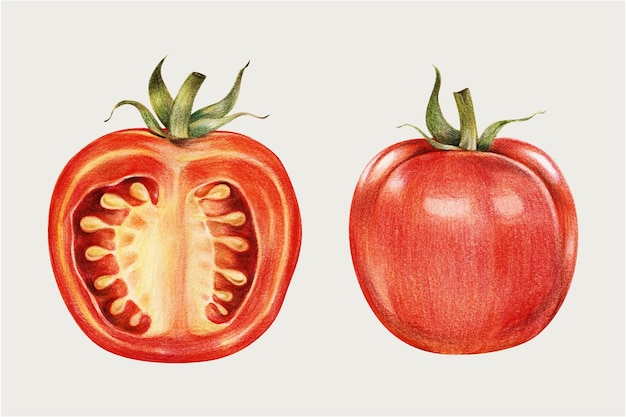 Dibujado a mano vector vintage tomate fresco